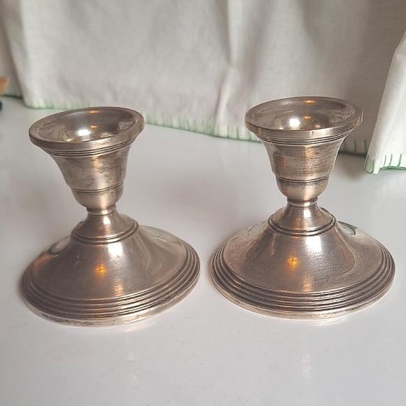 Sterling Silver Weighted Candle Holders - Picture 1 of 8